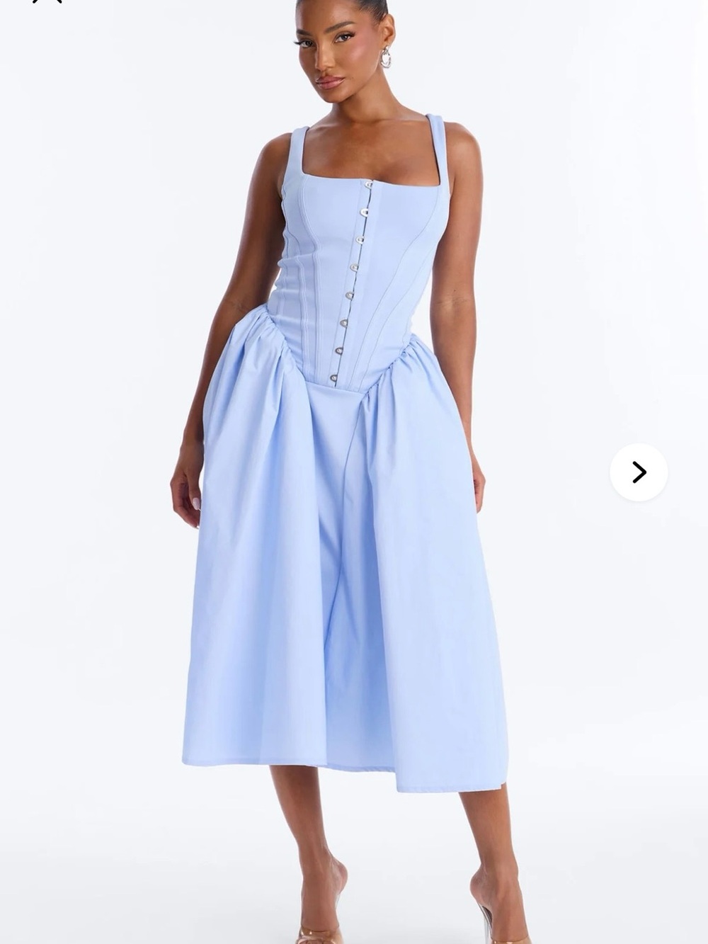 Fashion Nova Powder Blue Corset Midi Dress